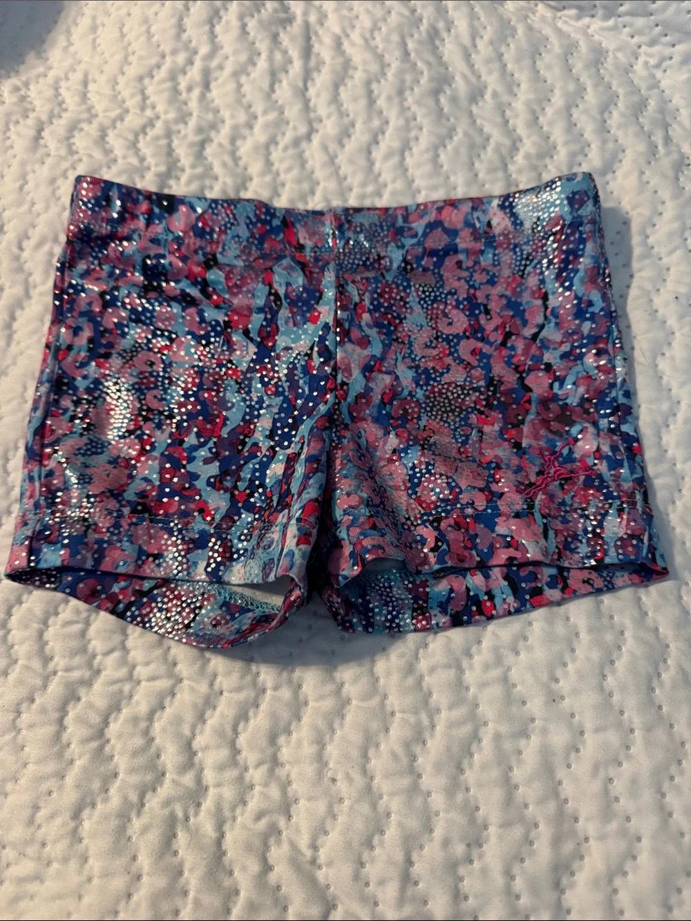 Girls' Dance Shorts - Pink & Blue Floral Print
